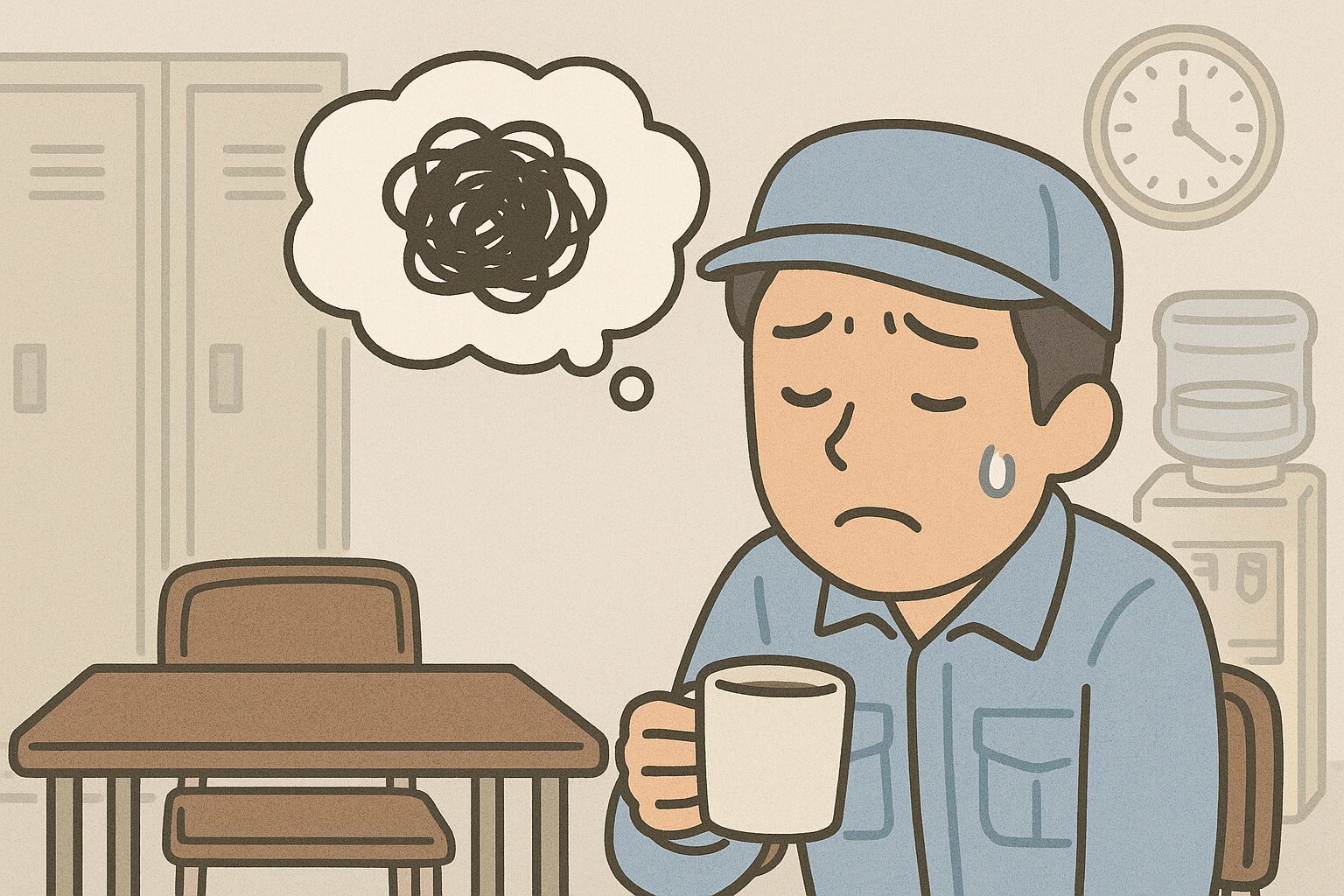 休憩中落ち着かない様子
