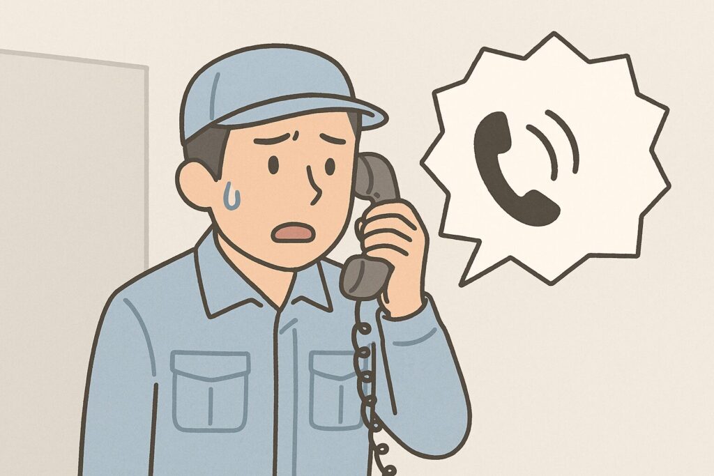 電話で呼び出されている様子