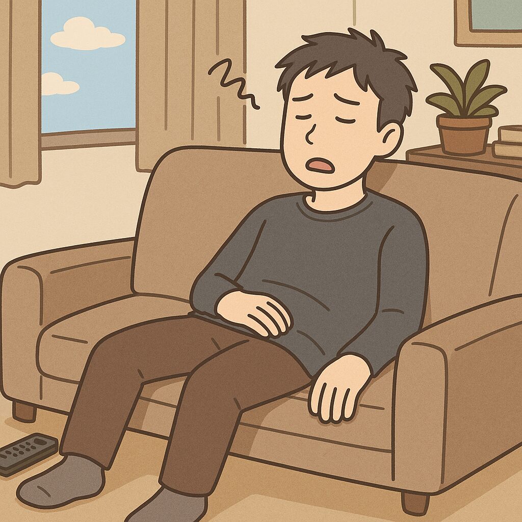 ダラダラ休日を過ごしてしまっている様子