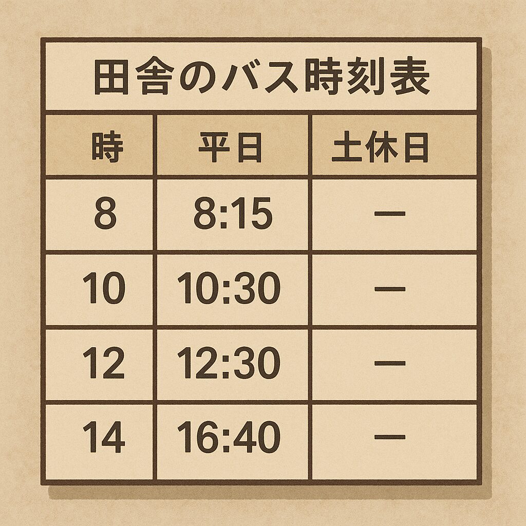 田舎のバス時刻表