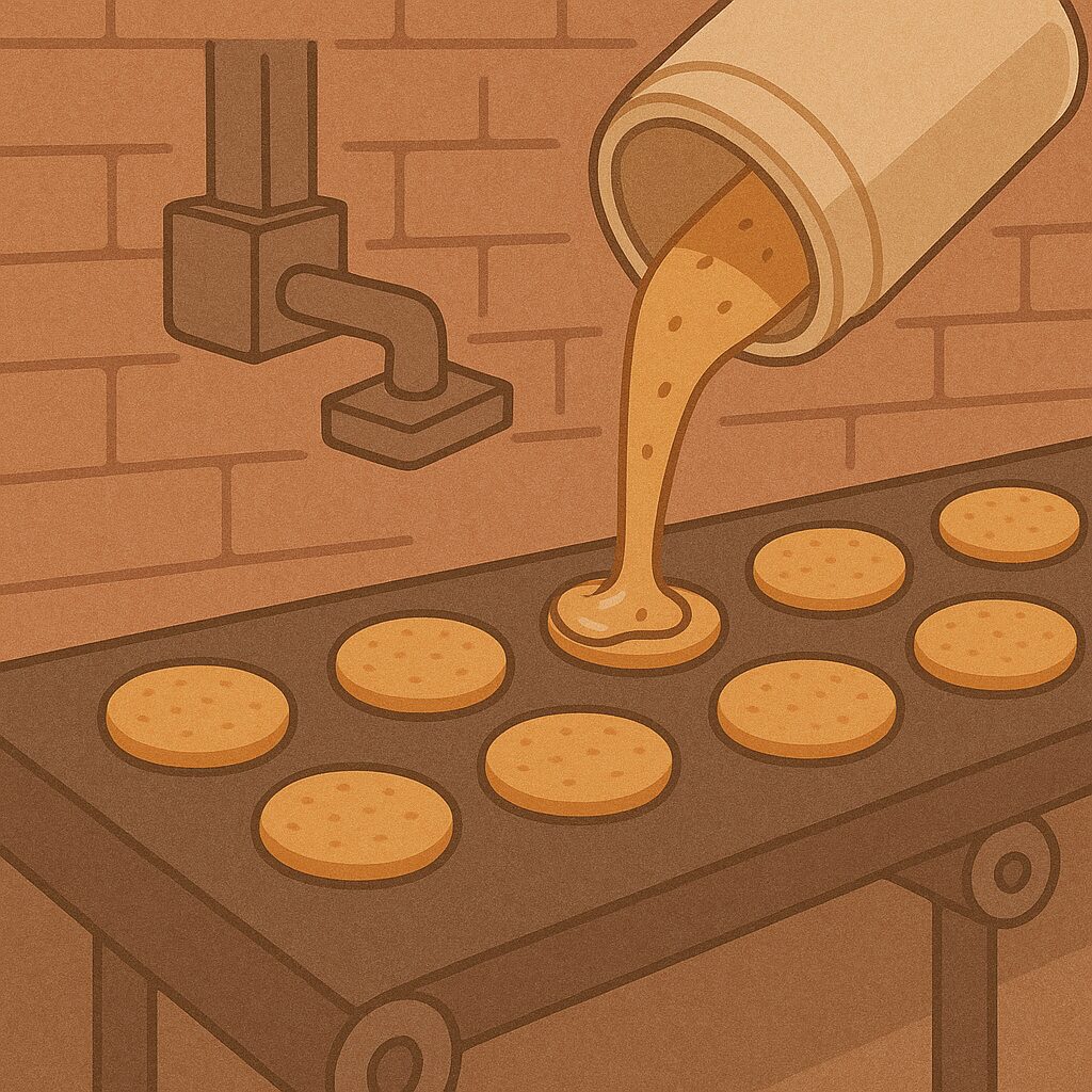 煎餅を味付けする様子