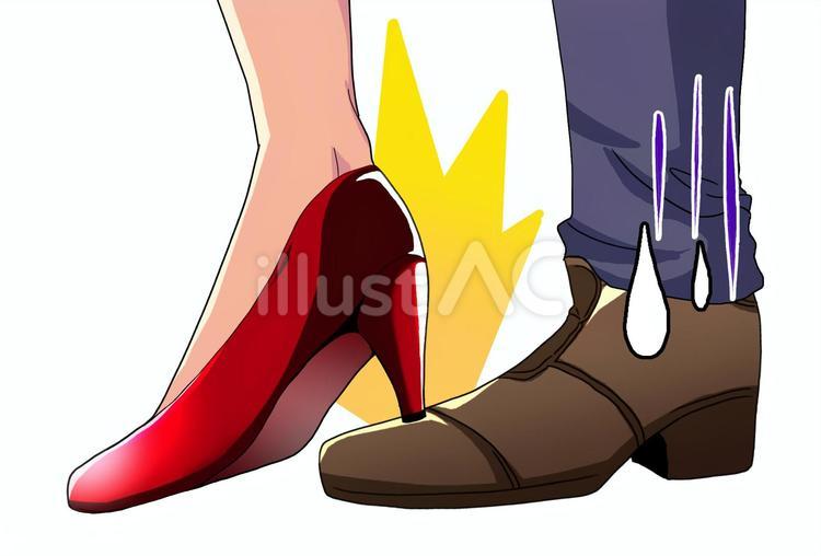 靴を踏まれている様子