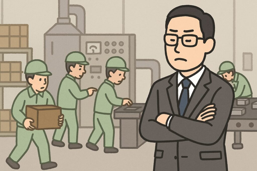 現場を見下している