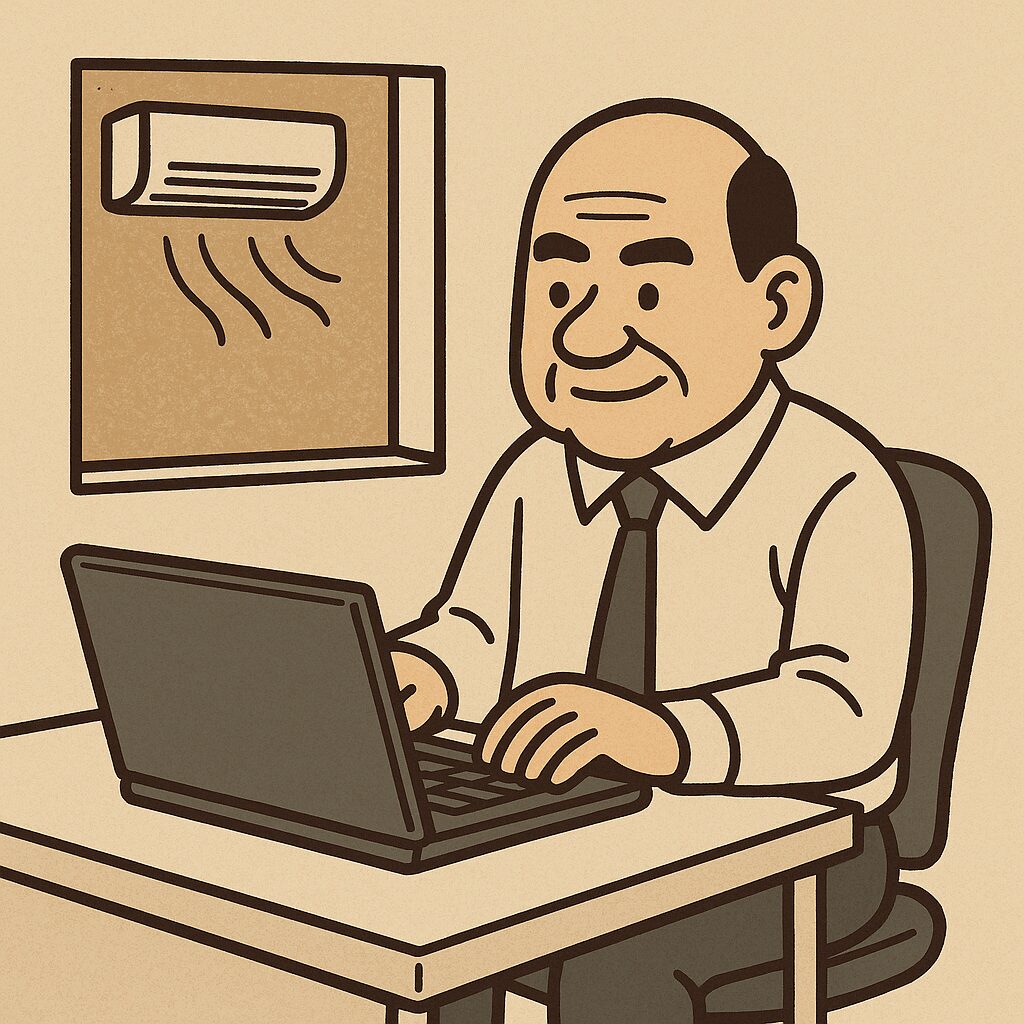 涼しい環境で仕事している様子