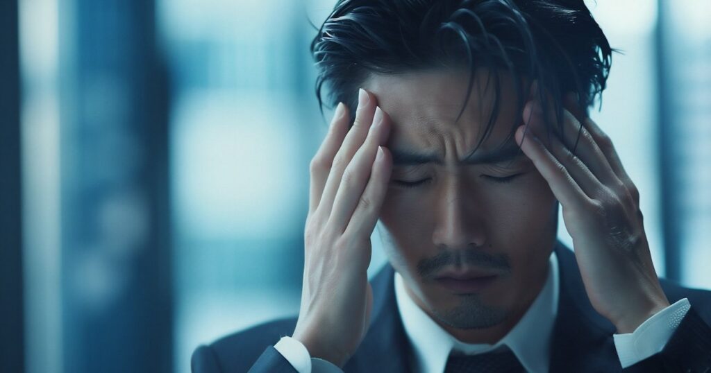 頭抱えてる人
